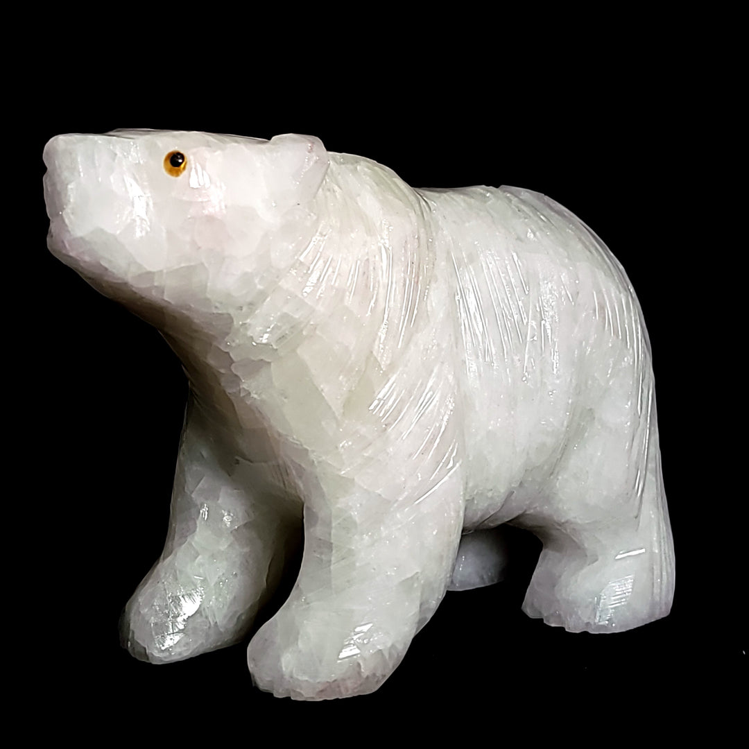 White Polar Bear Figurine Large 6” Statue Sculpture Crystal Calcite White Bear Art Gift Decor