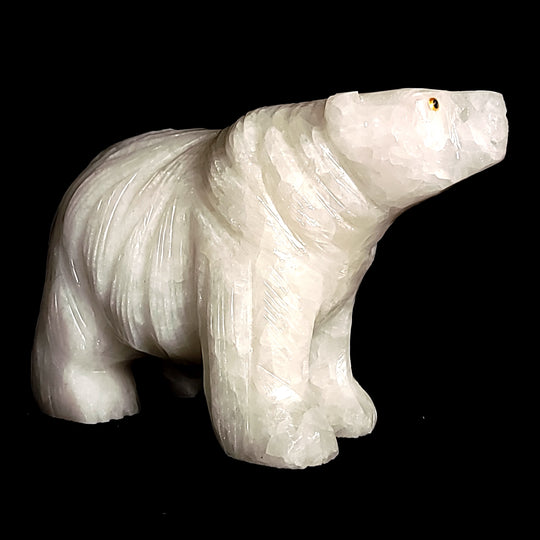 White Polar Bear Figurine Large 6” Statue Sculpture Crystal Calcite White Bear Art Gift Decor