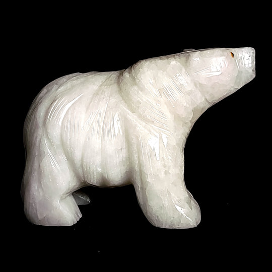 White Polar Bear Figurine Large 6” Statue Sculpture Crystal Calcite White Bear Art Gift Decor