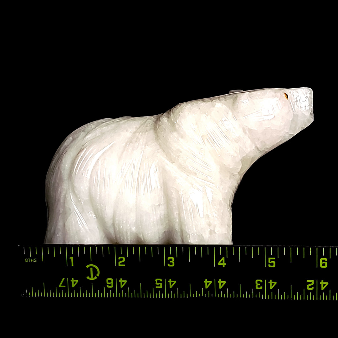 White Polar Bear Figurine Large 6” Statue Sculpture Crystal Calcite White Bear Art Gift Decor