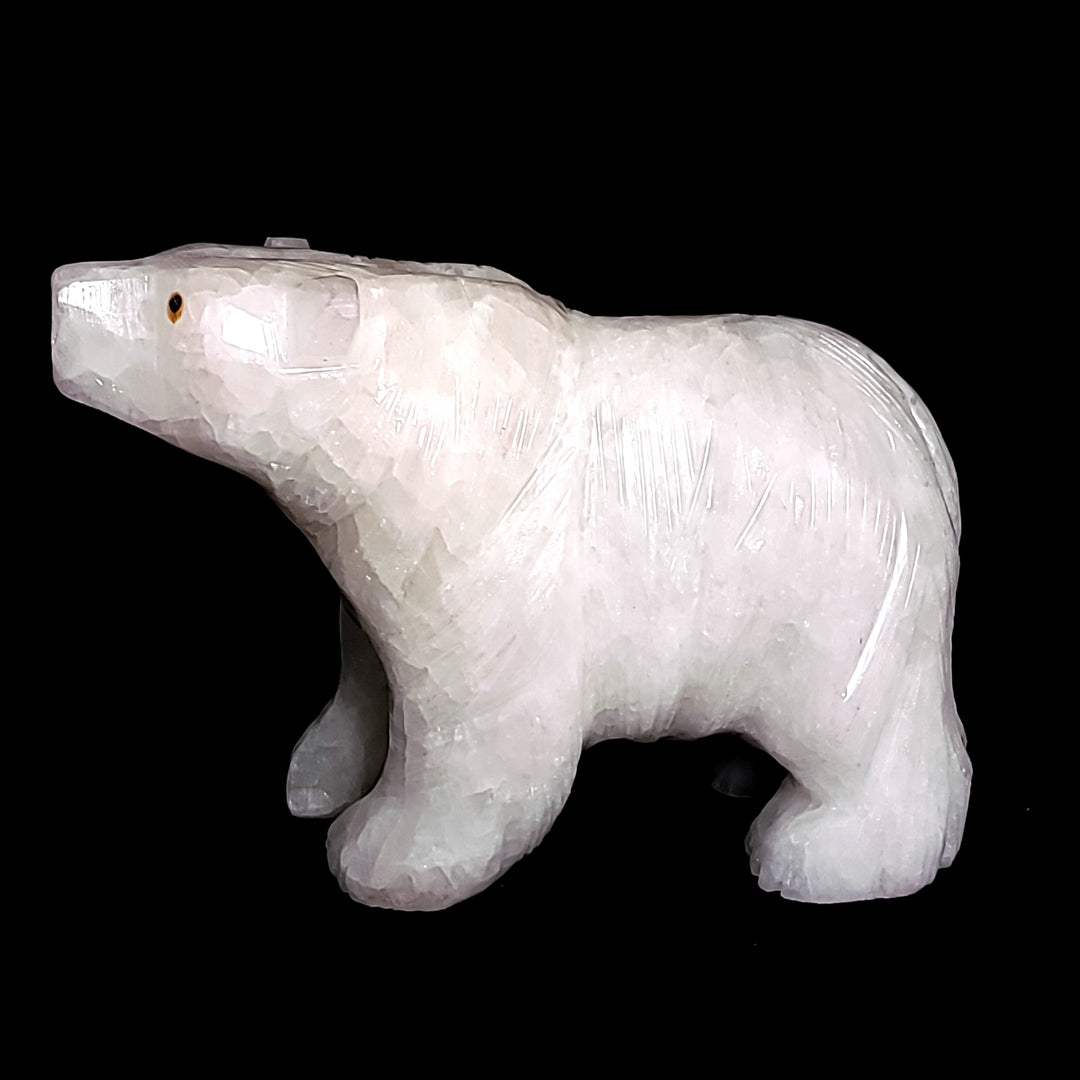 White Polar Bear Figurine Large 6” Statue Sculpture Crystal Calcite White Bear Art Gift Decor