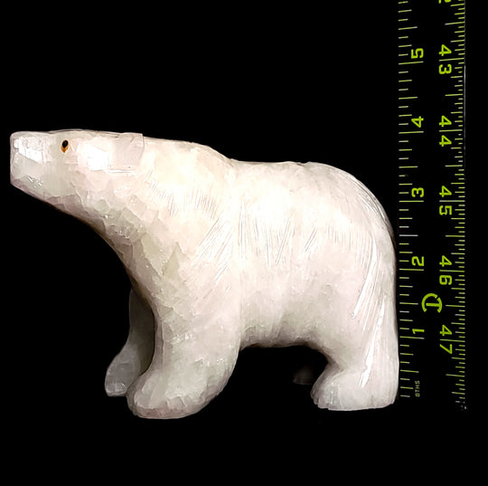 White Polar Bear Figurine Large 6” Statue Sculpture Crystal Calcite White Bear Art Gift Decor