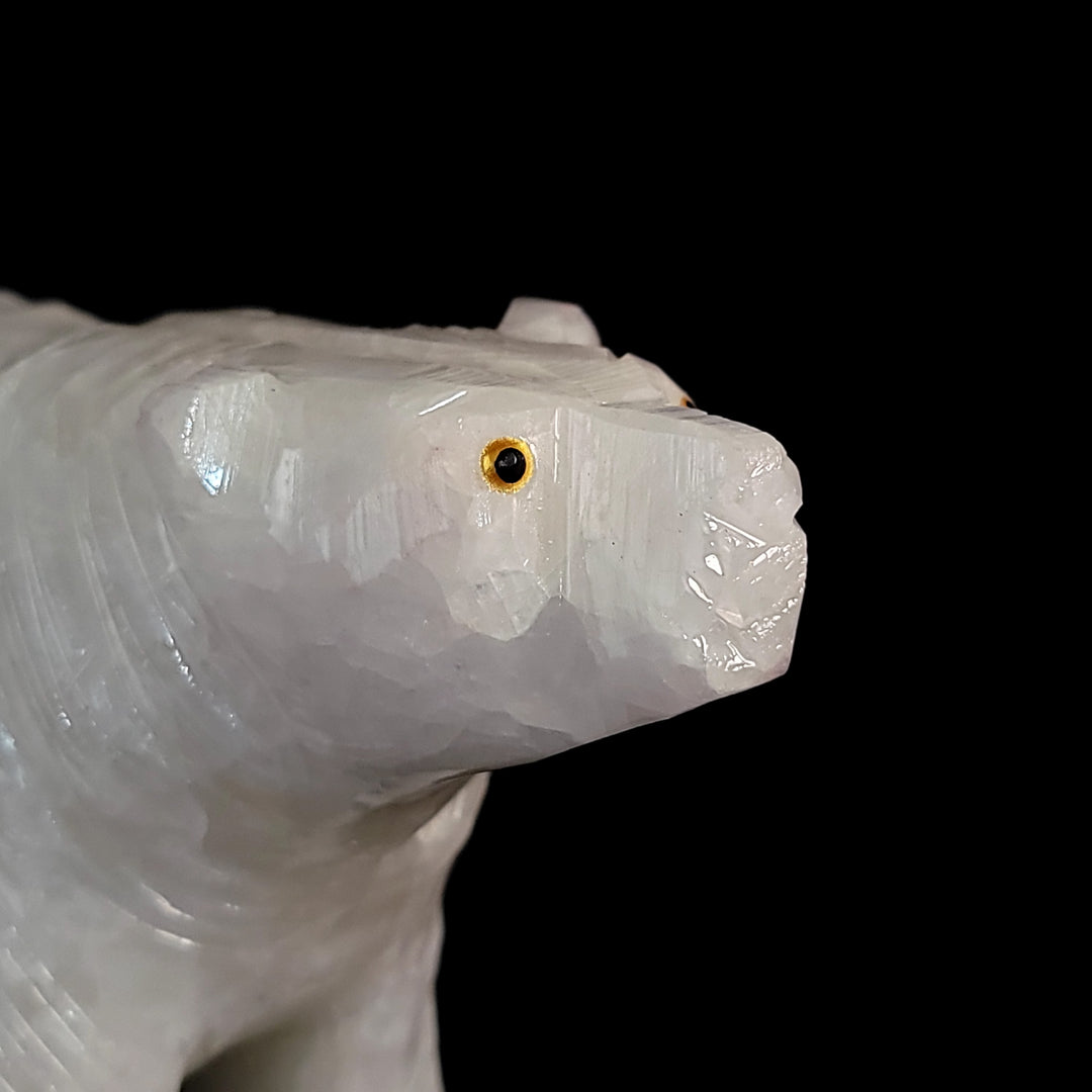 White Polar Bear Figurine Large 6” Statue Sculpture Crystal Calcite White Bear Art Gift Decor