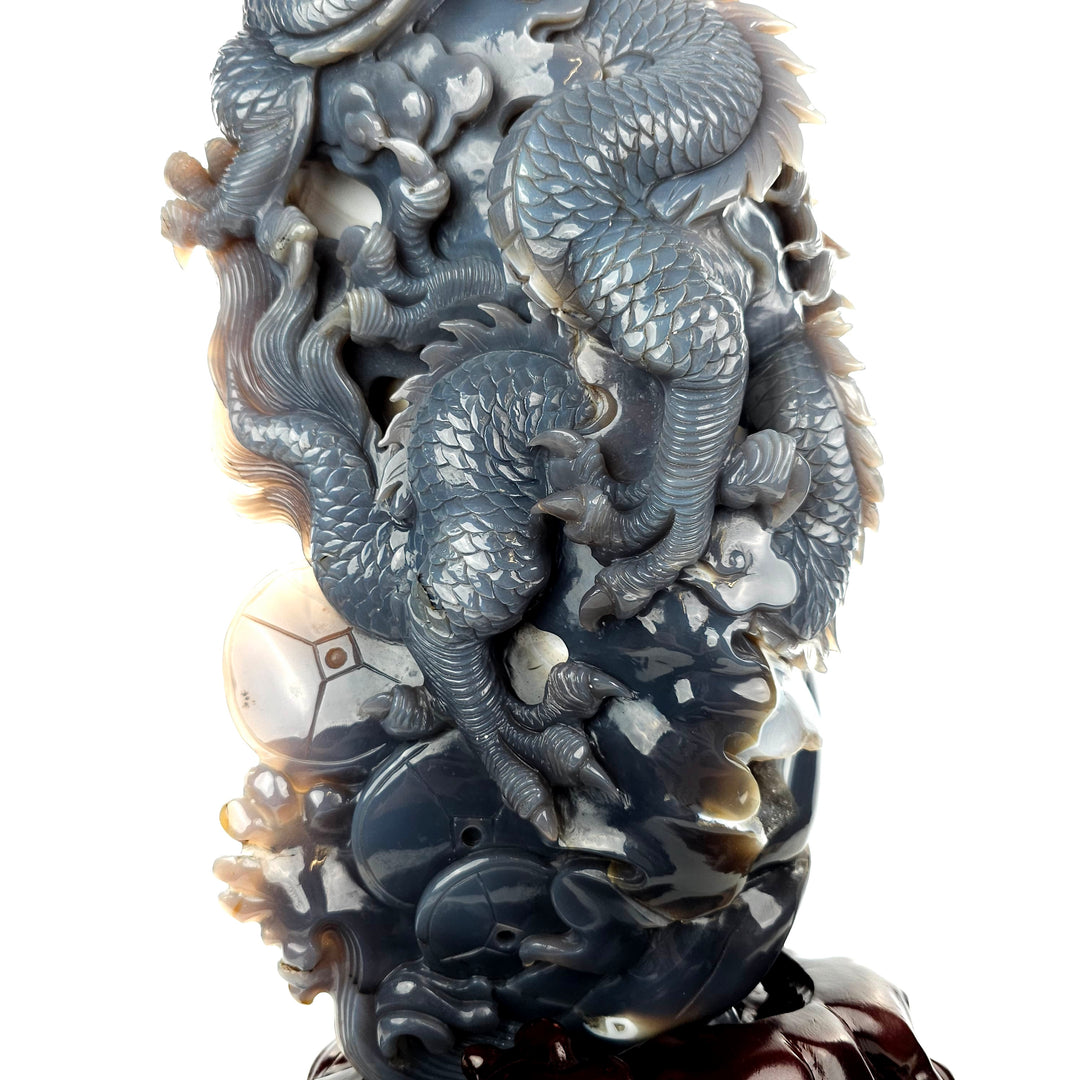 Dragon Sculpture Crystal Carving Extra Large 38 Lbs Giant Agate Amethyst Dragon Art Statue