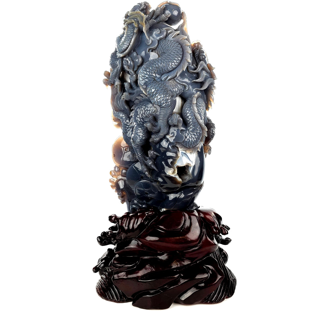 Dragon Sculpture Crystal Carving Extra Large 38 Lbs Giant Agate Amethyst Dragon Art Statue