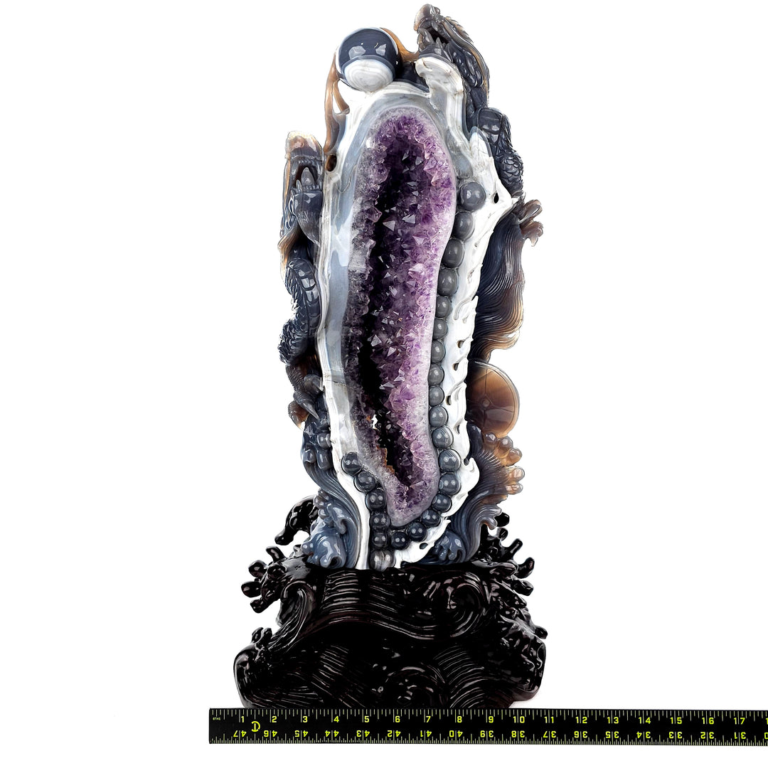 Dragon Sculpture Crystal Carving Extra Large 38 Lbs Giant Agate Amethyst Dragon Art Statue