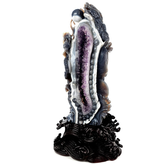 Dragon Sculpture Crystal Carving Extra Large 38 Lbs Giant Agate Amethyst Dragon Art Statue