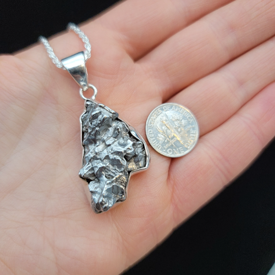 Campo Del Cielo Pendant, Extra Large 19 Grams 1.9", Stunning Iron Comet Fallen Star, Meteorite Stone Necklace