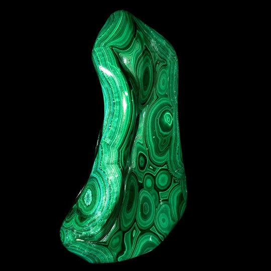 Malachite Chrysocolla Stone Slab Freeform, Large 7" Polished Green African Crystal