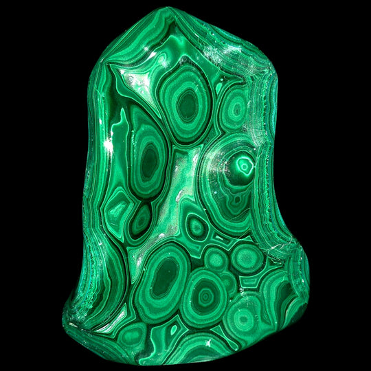 Malachite Chrysocolla Stone Slab Freeform, Large 7" Polished Green African Crystal