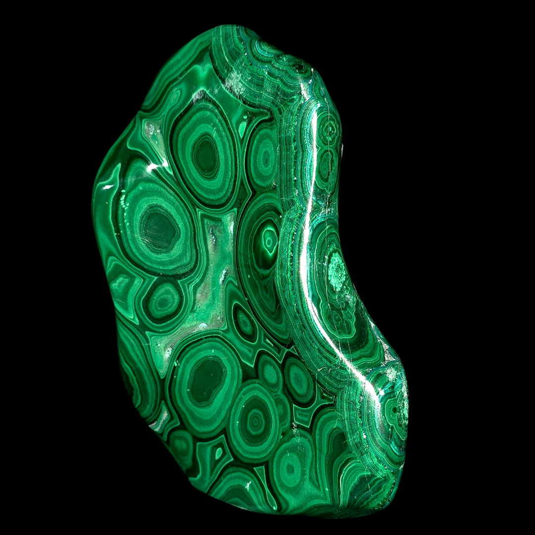 Malachite Chrysocolla Stone Slab Freeform, Large 7" Polished Green African Crystal