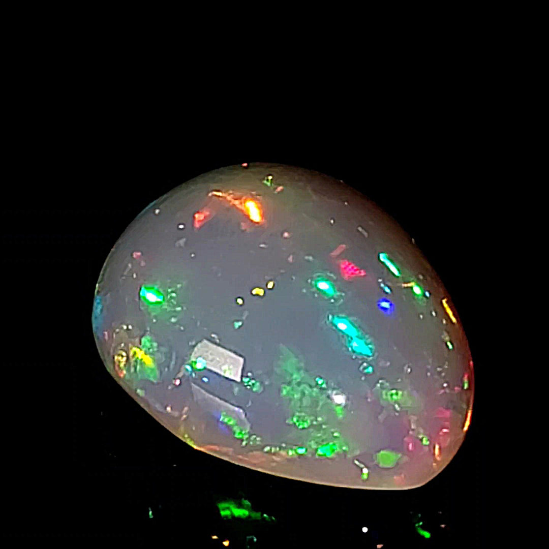 Ethiopian Welo Opal Extra Large 42 Cts! Natural Crystal Rainbow Pear Cabochon Opal!