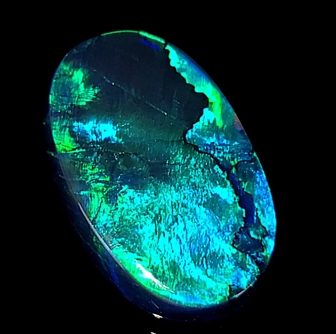 Australian Lightning Ridge Black Opal! Large 15 Cts Genuine Solid N1 Gemstone, Blue & Aqua Green Opal!