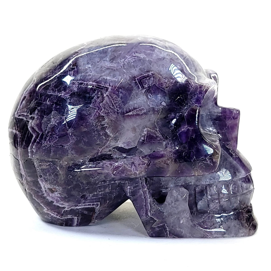 Amethyst Crystal Skull Large 8 Lbs! Dream Chevron Purple Amethyst, Big Realistic Skull Crystal! - Earth Perfection