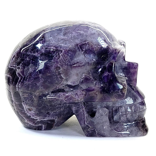 Amethyst Crystal Skull Large 8 Lbs! Dream Chevron Purple Amethyst, Big Realistic Skull Crystal! - Earth Perfection