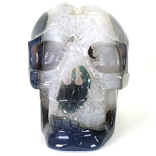 Blue Agate & Quartz Crystal Skull, Large 7 Lbs! Dia De Los Muertos Gothic Skull Decor, Gemstone Crystal Skull! - Earth Perfection