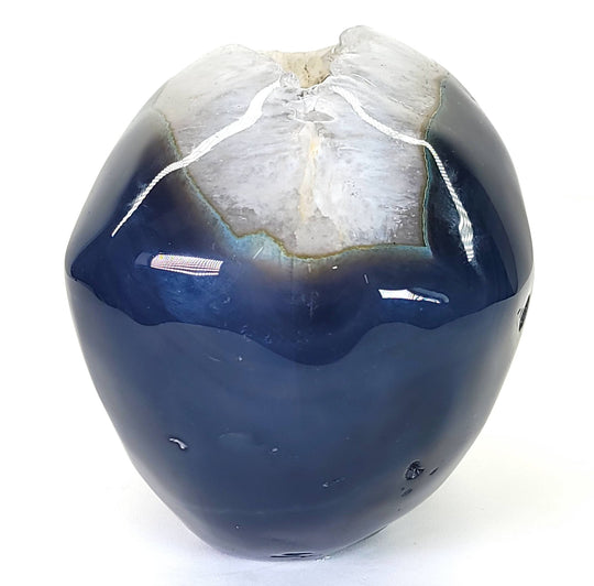 Blue Agate & Quartz Crystal Skull, Large 7 Lbs! Dia De Los Muertos Gothic Skull Decor, Gemstone Crystal Skull! - Earth Perfection