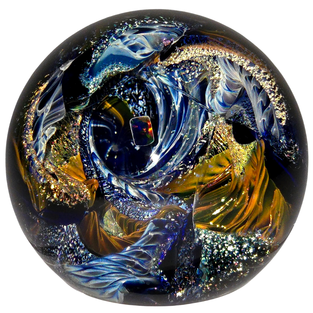 Cosmic Galaxy Sphere, Large Hand - Blown Glass Vortex Art Orb - Earth Perfection