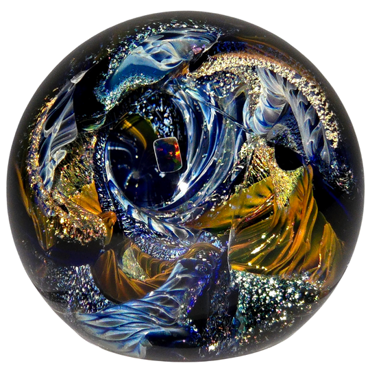 Cosmic Galaxy Sphere, Large Hand - Blown Glass Vortex Art Orb - Earth Perfection