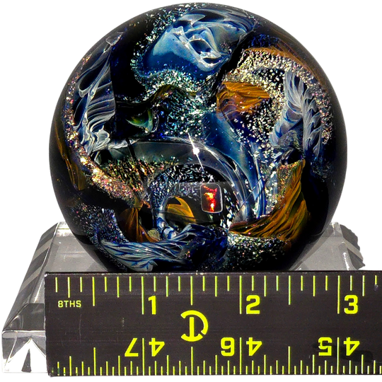 Cosmic Galaxy Sphere, Large Hand - Blown Glass Vortex Art Orb - Earth Perfection