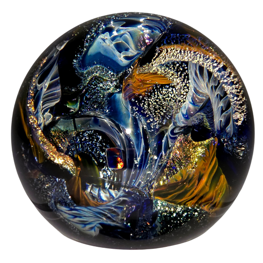 Cosmic Galaxy Sphere, Large Hand - Blown Glass Vortex Art Orb - Earth Perfection