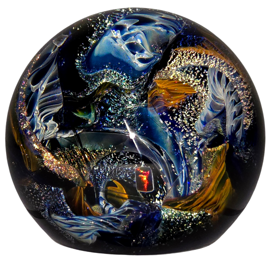 Cosmic Galaxy Sphere, Large Hand - Blown Glass Vortex Art Orb - Earth Perfection