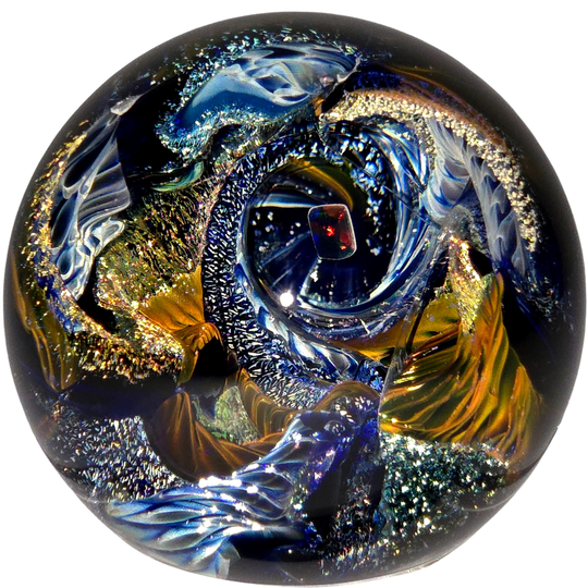 Cosmic Galaxy Sphere, Large Hand - Blown Glass Vortex Art Orb - Earth Perfection