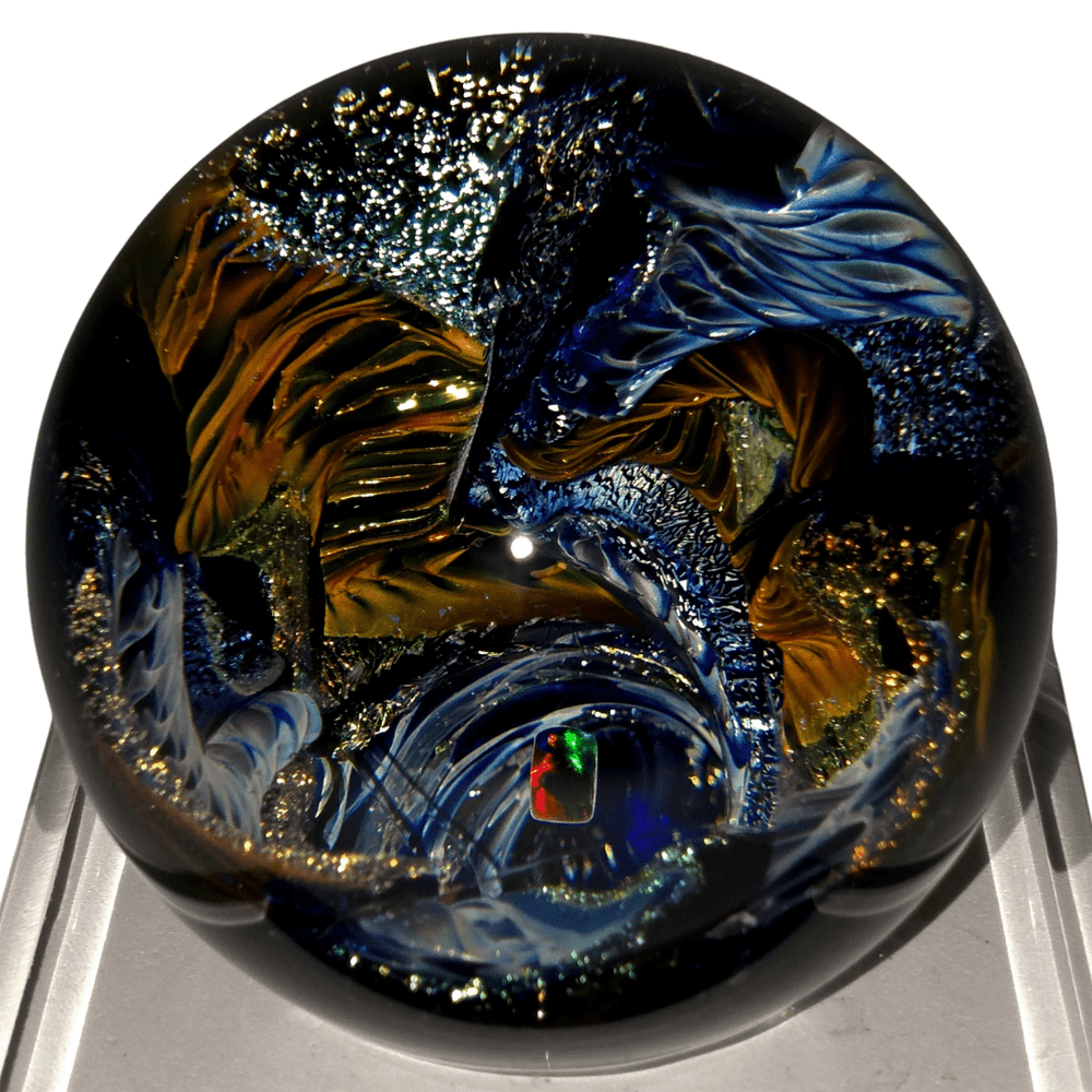 Cosmic Galaxy Sphere, Large Hand - Blown Glass Vortex Art Orb - Earth Perfection