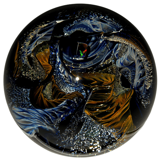Cosmic Galaxy Sphere, Large Hand - Blown Glass Vortex Art Orb - Earth Perfection