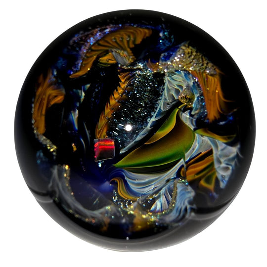 Cosmic Vortex Sphere, Galaxy Opal Crystal Ball, Hand - Blown Glass Home Decor - Earth Perfection