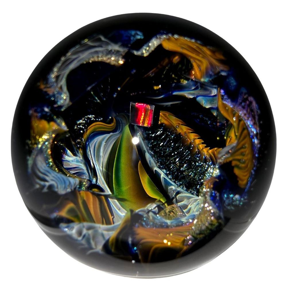 Cosmic Vortex Sphere, Galaxy Opal Crystal Ball, Hand - Blown Glass Home Decor - Earth Perfection