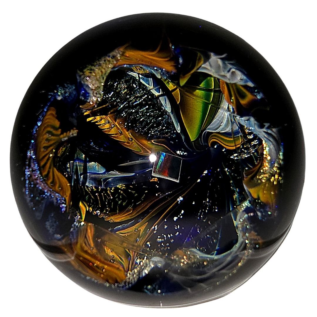 Cosmic Vortex Sphere, Galaxy Opal Crystal Ball, Hand - Blown Glass Home Decor - Earth Perfection