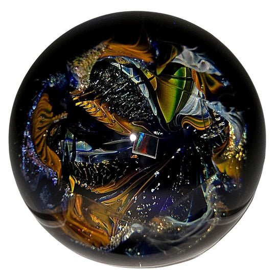Cosmic Vortex Sphere, Galaxy Opal Crystal Ball, Hand - Blown Glass Home Decor - Earth Perfection