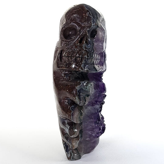 Crystal Skull & Bones! Large Amethyst Geode Skeleton With Jasper, Halloween Dia De Los Muertos! - Earth Perfection