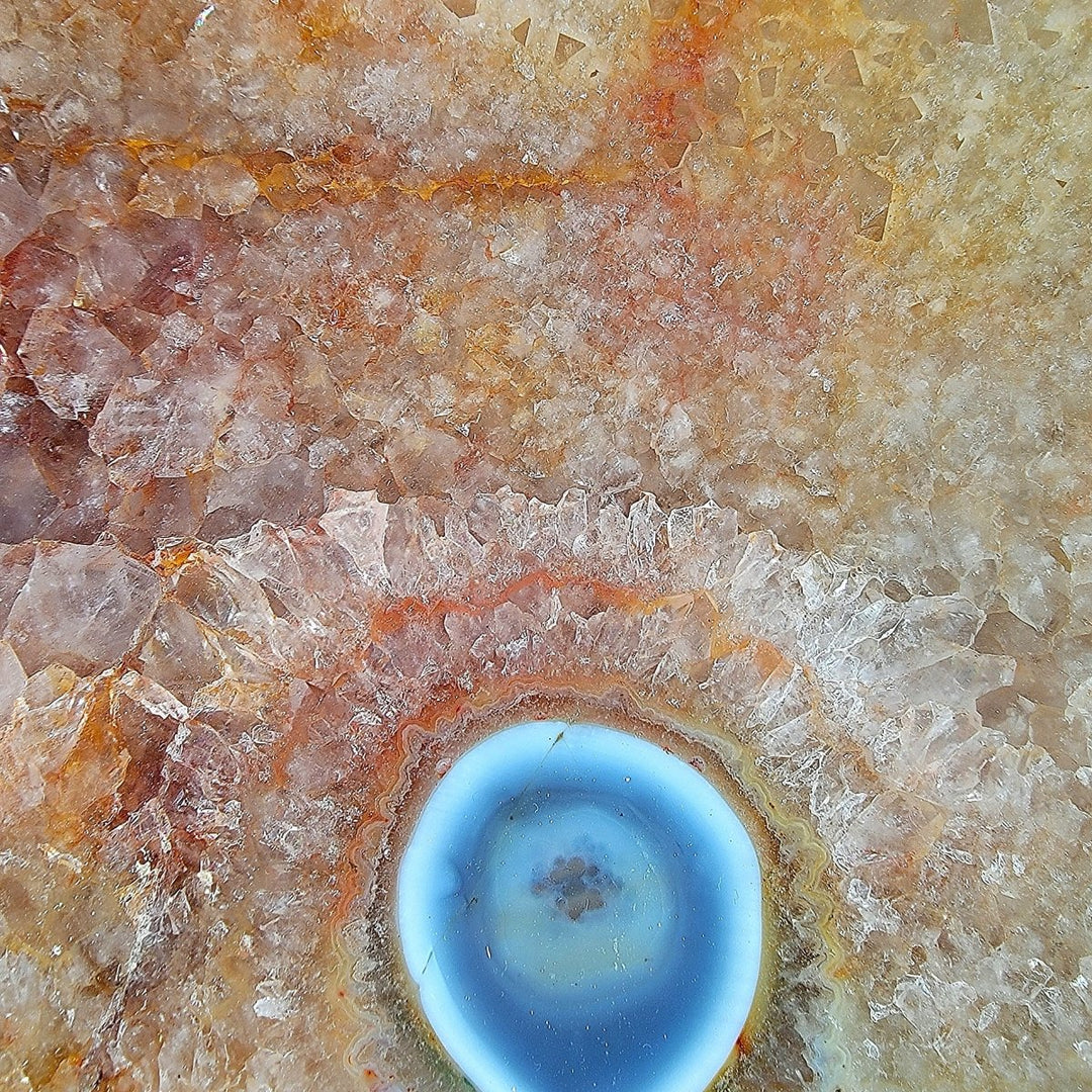 Decorative Stone Bowl Large 18 Lbs Fire Quartz Citrine Blue Agate Gemstone Crystal Bowl - Earth Perfection
