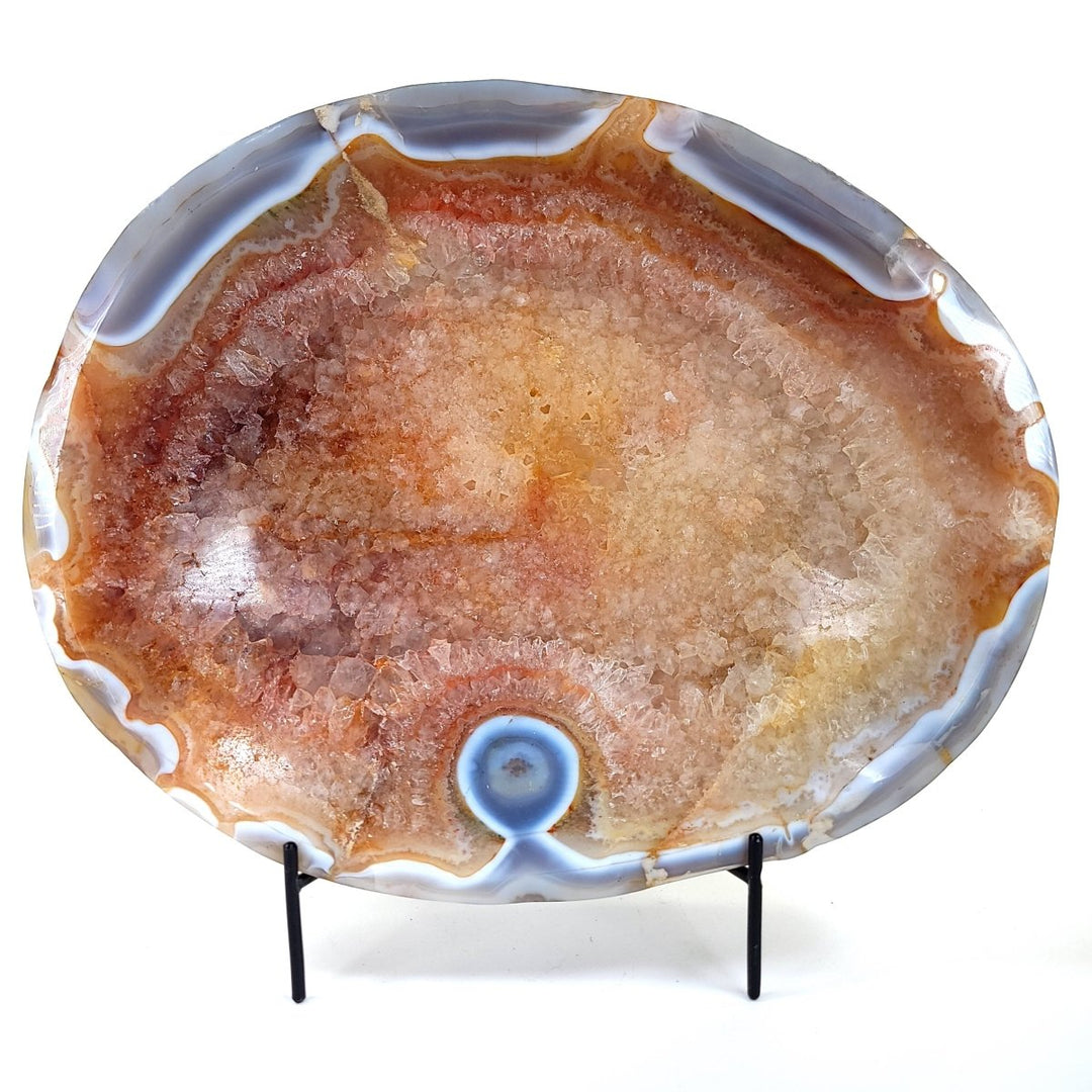 Decorative Stone Bowl Large 18 Lbs Fire Quartz Citrine Blue Agate Gemstone Crystal Bowl - Earth Perfection