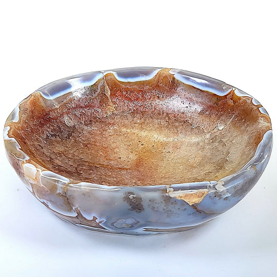 Decorative Stone Bowl Large 18 Lbs Fire Quartz Citrine Blue Agate Gemstone Crystal Bowl - Earth Perfection