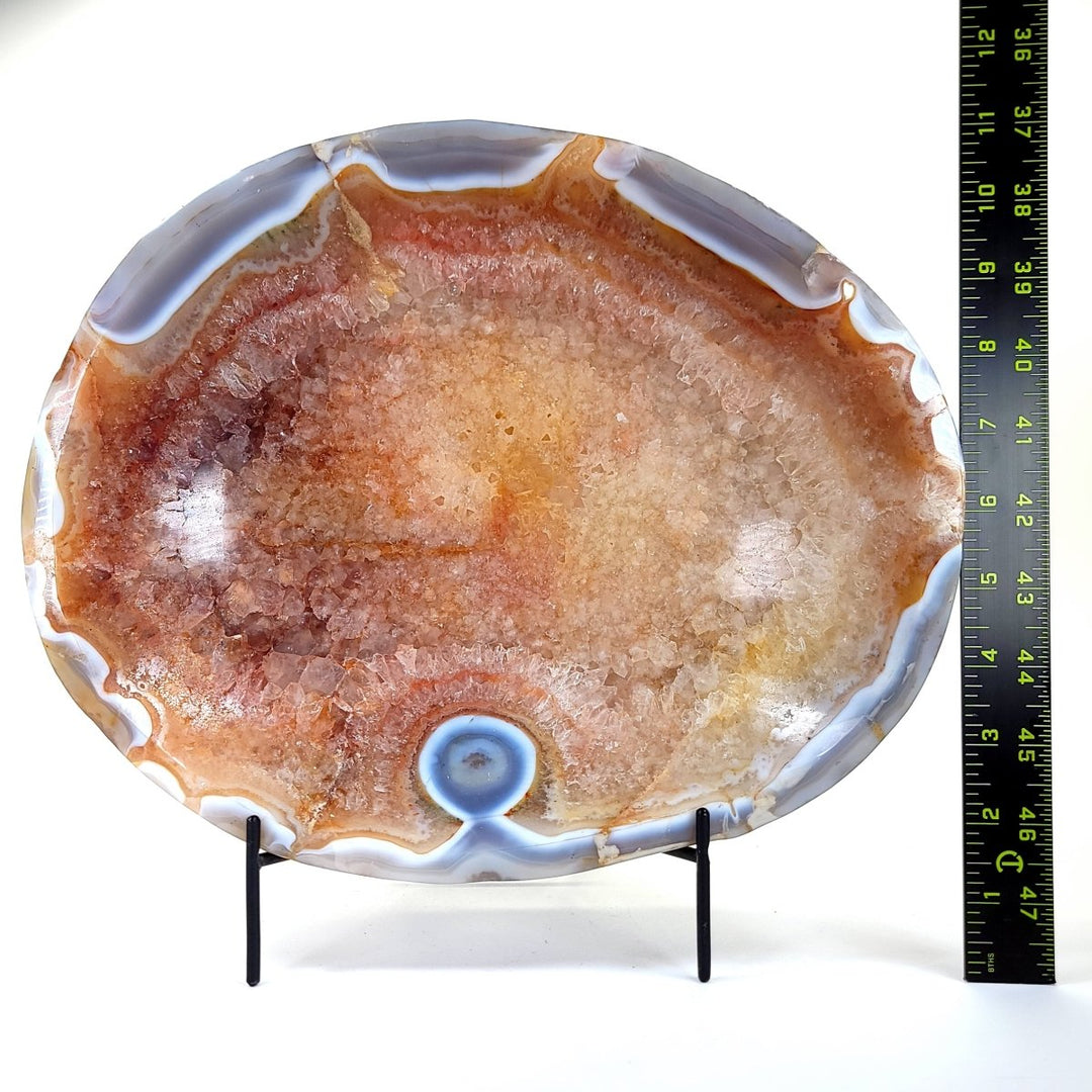 Decorative Stone Bowl Large 18 Lbs Fire Quartz Citrine Blue Agate Gemstone Crystal Bowl - Earth Perfection
