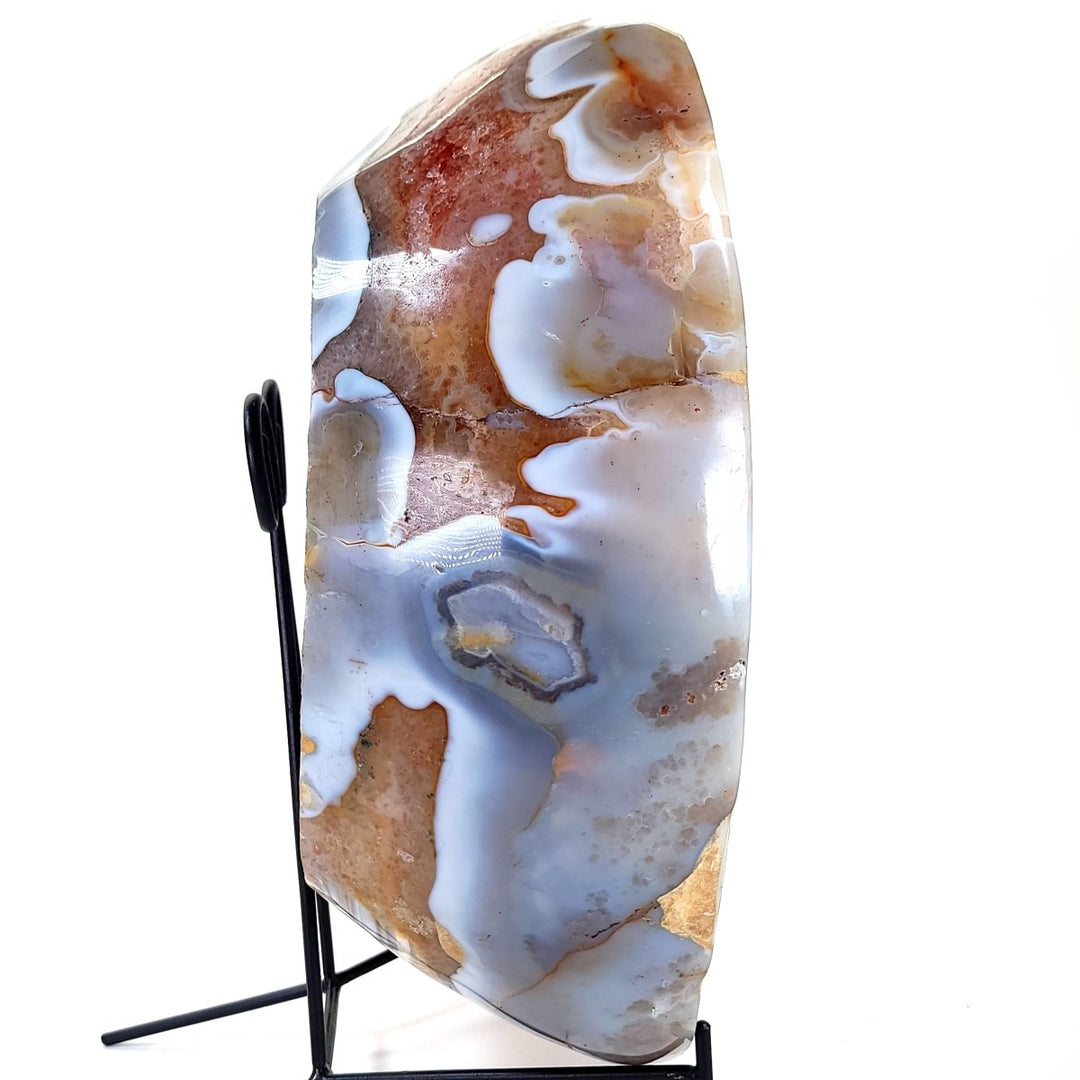 Decorative Stone Bowl Large 18 Lbs Fire Quartz Citrine Blue Agate Gemstone Crystal Bowl - Earth Perfection