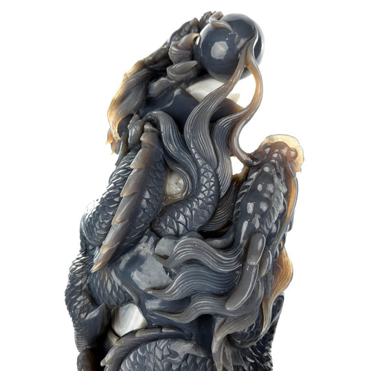 Dragon Sculpture Crystal Carving Extra Large 38 Lb, Giant Agate Amethyst Dragon Art Statue - Earth Perfection