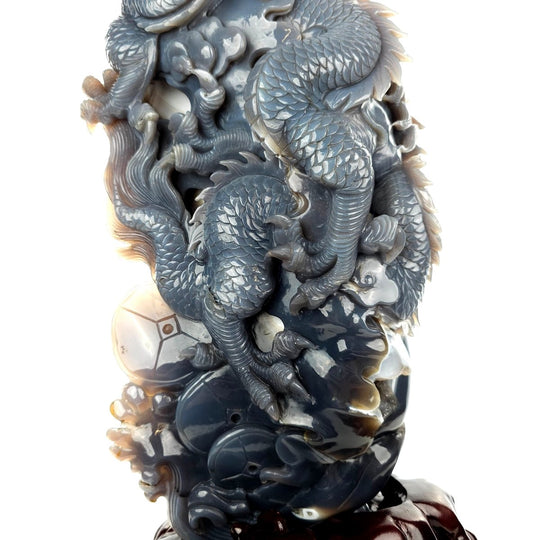 Dragon Sculpture Crystal Carving Extra Large 38 Lb, Giant Agate Amethyst Dragon Art Statue - Earth Perfection
