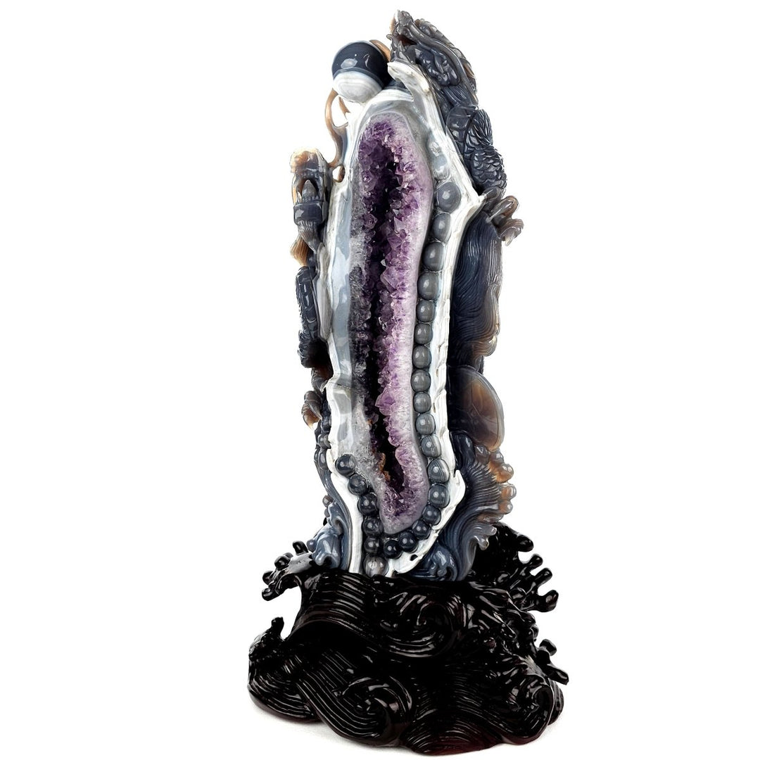 Dragon Sculpture Crystal Carving Extra Large 38 Lb, Giant Agate Amethyst Dragon Art Statue - Earth Perfection