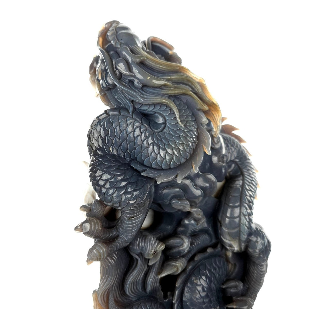 Dragon Sculpture Crystal Carving Extra Large 38 Lb, Giant Agate Amethyst Dragon Art Statue - Earth Perfection