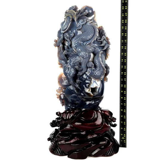 Dragon Sculpture Crystal Carving Extra Large 38 Lb, Giant Agate Amethyst Dragon Art Statue - Earth Perfection
