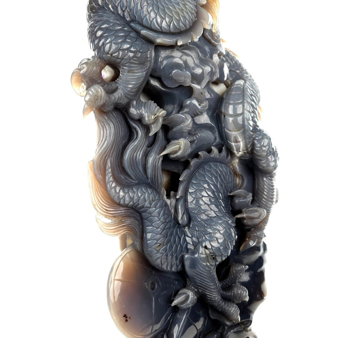 Dragon Sculpture Crystal Carving Extra Large 38 Lb, Giant Agate Amethyst Dragon Art Statue - Earth Perfection
