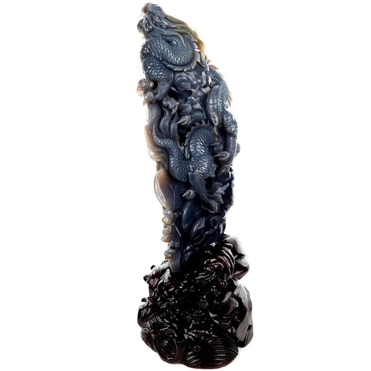 Dragon Sculpture Crystal Carving Extra Large 38 Lb, Giant Agate Amethyst Dragon Art Statue - Earth Perfection