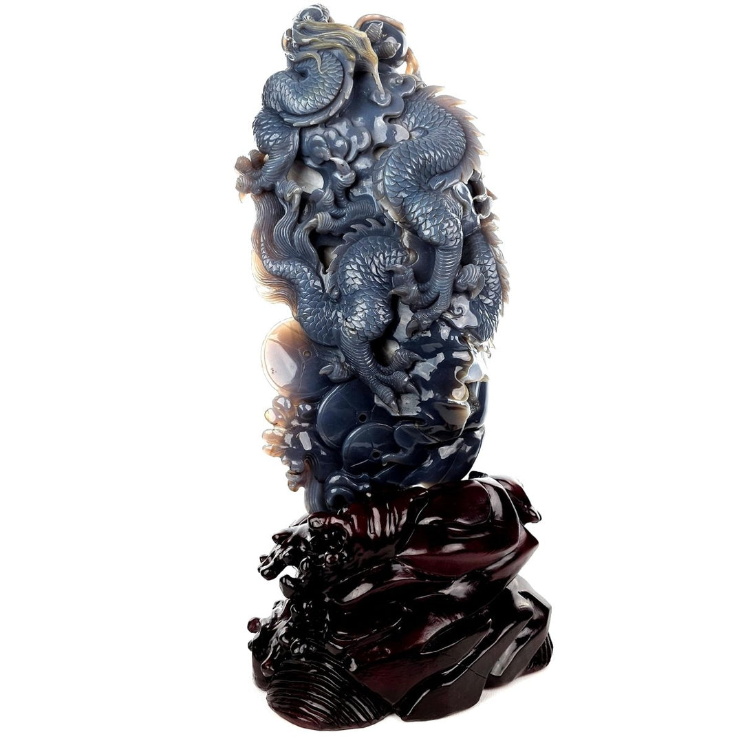 Dragon Sculpture Crystal Carving Extra Large 38 Lb, Giant Agate Amethyst Dragon Art Statue - Earth Perfection