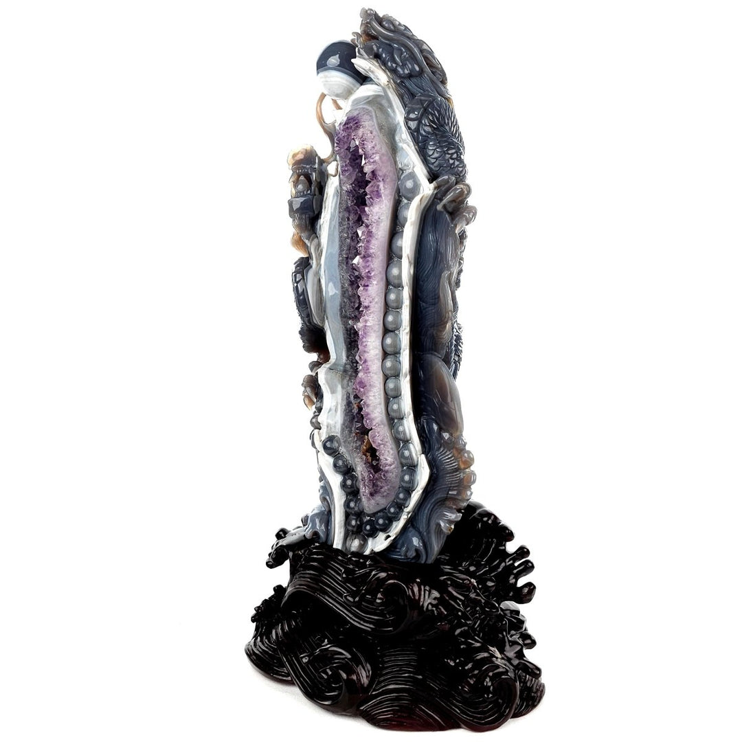 Dragon Sculpture Crystal Carving Extra Large 38 Lb, Giant Agate Amethyst Dragon Art Statue - Earth Perfection