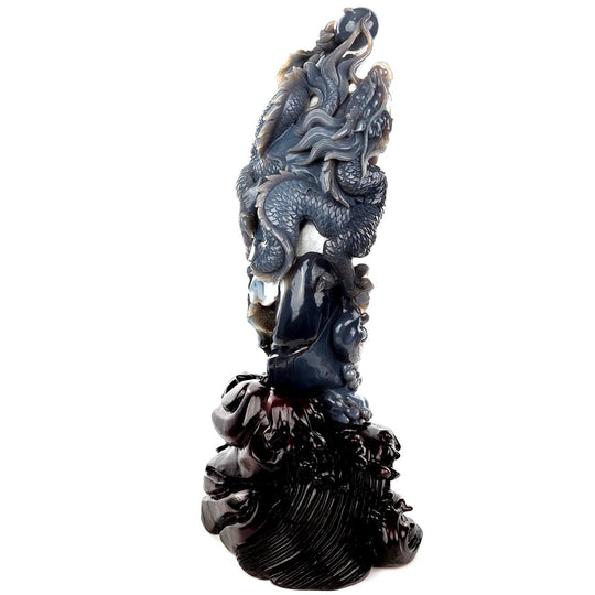 Dragon Sculpture Crystal Carving Extra Large 38 Lb, Giant Agate Amethyst Dragon Art Statue - Earth Perfection