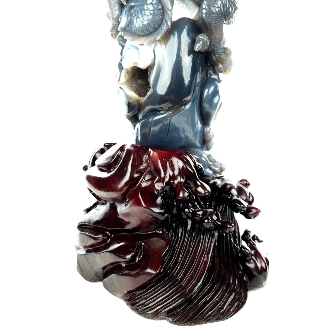 Dragon Sculpture Crystal Carving Extra Large 38 Lb, Giant Agate Amethyst Dragon Art Statue - Earth Perfection